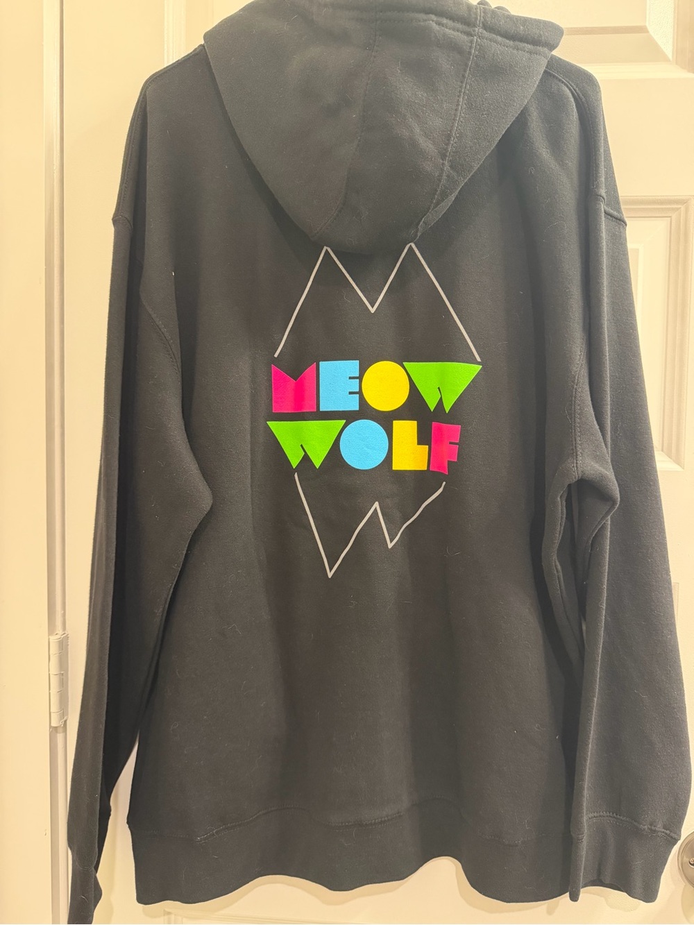 Meow Wolf Black Zip-Up Hoodie with Pink & Green Logo XL